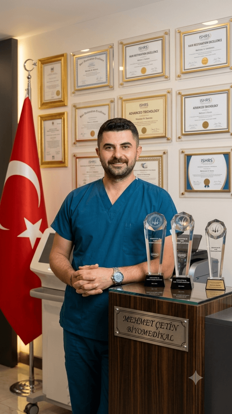 Gaziantep saç ekimi - Mehmet Çetin profesyonel portresi, sertifikalar ve ödüller